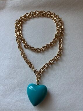 NWOT Roxanne Assoulin big puffy Necklace with Turquoise Heart Pendant